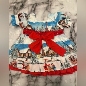 Festive Holiday Dress with Red Bow